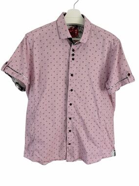AU NOIR Pink Printed Stretch Button-Up Short Sleeve Shirt size 4